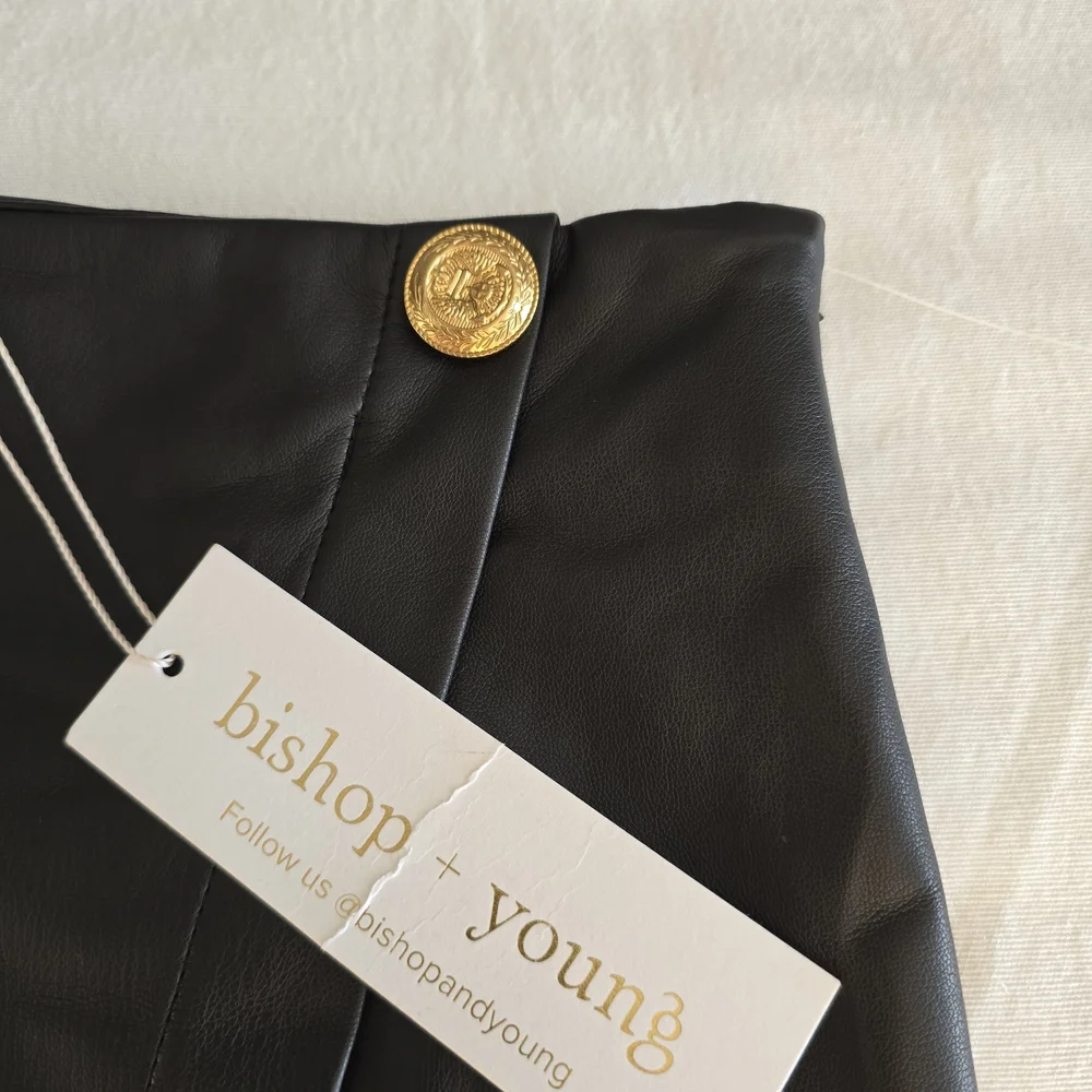 Bishop+Young Vegan Leather Wrap Pencil Skirt Slit Sculpting High Rise It Girl Sm - Picture 10 of 13